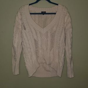Blush pink distressed Express sweater